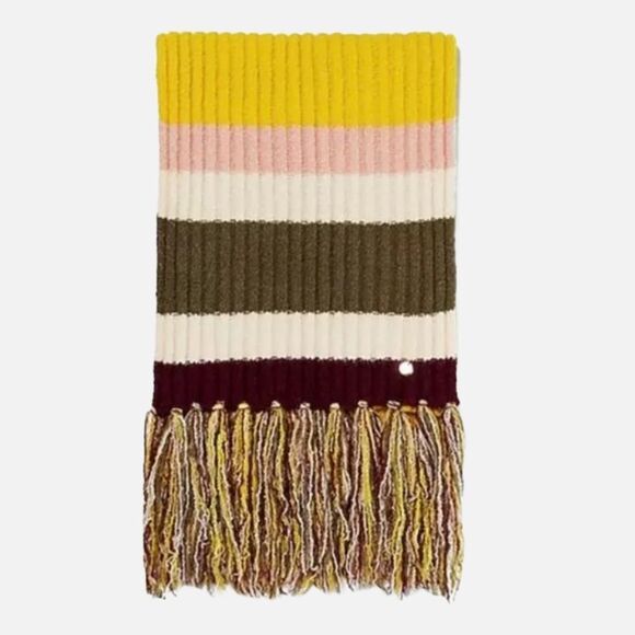 Express Ribbed Knit Oversized Scarf Multicolor Fringe Chunky Colorblock Cozy - Picture 3 of 10